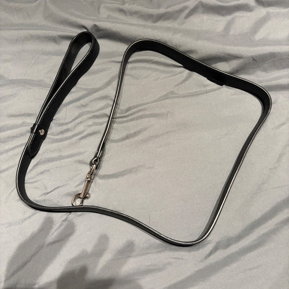 Coach Other - Coach Black Crossgrain Leather 54" Dog Leash Silver Hardware